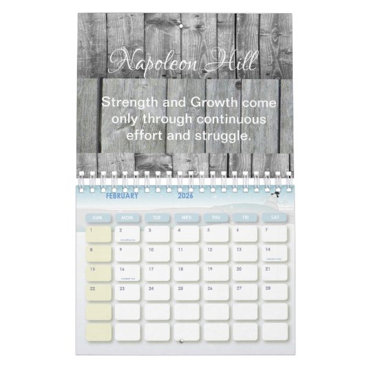 Calendrier Napoléon Hill 2025, Stength and Growth (Feb 2026)