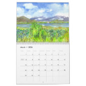 Calendrier Nature Aquarelle Paysage Montagnes Arbre (Mar 2026)
