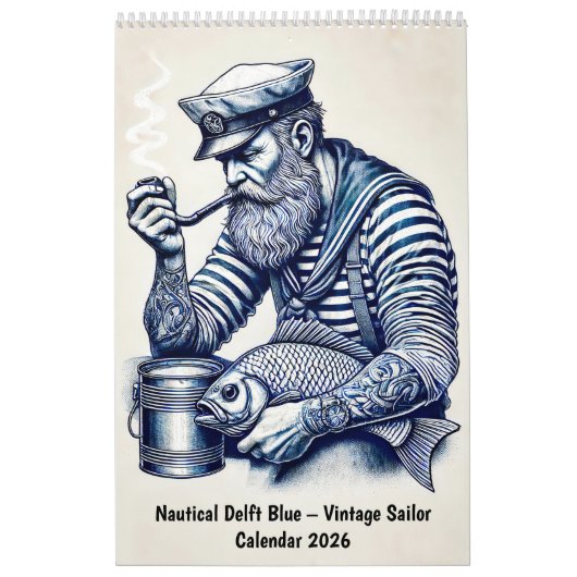 Calendrier Nautical Delft Blue – Vintage Sailor Calendar (Protection)