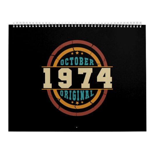 Calendrier Né octobre 1974 Rétro original (Protection)