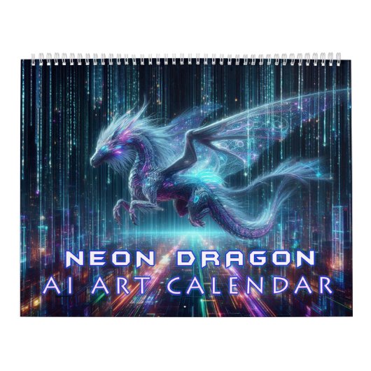 Calendrier Neon Dragon AI Art (Protection)
