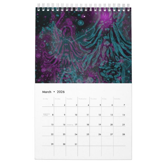 Calendrier néon mermaid calander (Mar 2026)