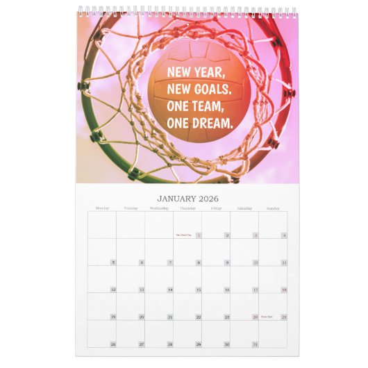 Calendrier Netball 2023 Nom de l'équipe personnali (Jan 2026)