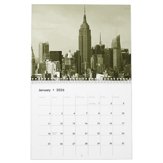 Calendrier New York (Jan 2026)