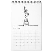 Calendrier New York City Skyline Lady Liberty Statue (Mar 2026)