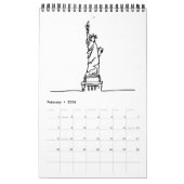 Calendrier New York City Skyline Lady Liberty Statue (Feb 2026)