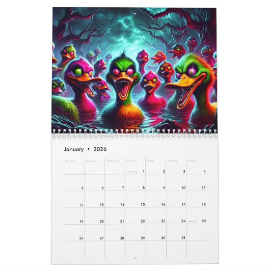 Calendrier Nightmares de néon : Une collection de créatures D (Jan 2026)