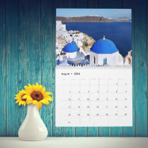 Calendrier N'importe quelle année Santorin Grèce Île Océan Pe