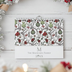 Calendrier Noël Floral renne Cerf Crâne Roses Cactus