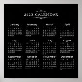 Calendrier Noir 2023 simple mais élégant | Poster (Devant)