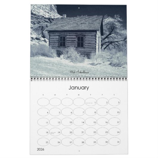 Calendrier noir, blanc, infrarouge (Jan 2026)
