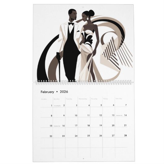 Calendrier NOIR ELEGANCE 2026 (Feb 2026)