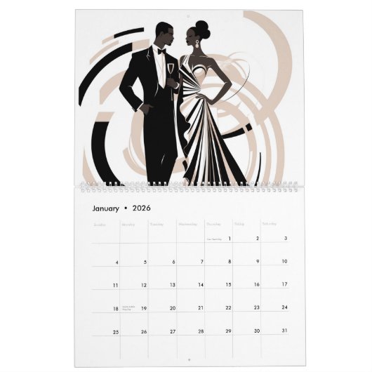 Calendrier NOIR ELEGANCE 2026 (Jan 2026)