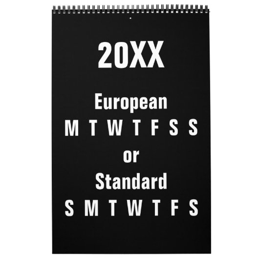 Calendrier Noir et blanc ~ Année modifiable (Protection)