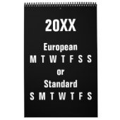 Calendrier Noir et blanc ~ Année modifiable (Protection)