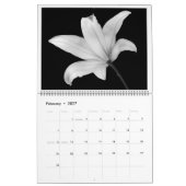 Calendrier noir et blanc de fleurs (Feb 2027)