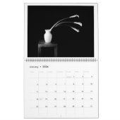 Calendrier noir et blanc de fleurs (Jan 2026)