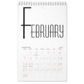 Calendrier Noir et blanc minimaliste (Feb 2027)