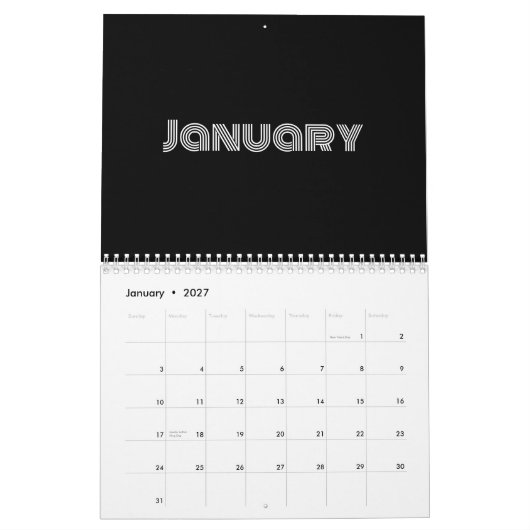 Calendrier Noir et blanc moderne (Jan 2027)