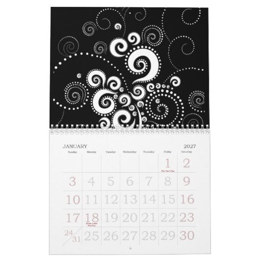 Calendrier noir et du blanc 2015 (Jan 2027)