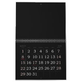 Calendrier noir grand imprimé avec jours fériés (Mar 2026)