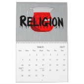 Calendrier noir, gris et rouge athée (Mar 2027)