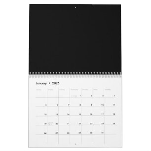 Calendrier noir minimaliste de luxe pour espaces m