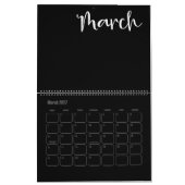 Calendrier Noir moderne et blanc rempli (Mar 2027)