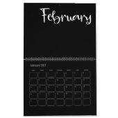 Calendrier Noir moderne et blanc rempli (Feb 2027)
