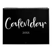 Calendrier Noir moderne et blanc rempli (Protection)