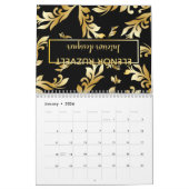 Calendrier Noir or élégant floral damask Luxe design (Jan 2026)