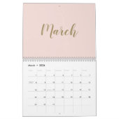 Calendrier Noir rose moderne script mois girly chic (Mar 2026)