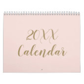 Calendrier Noir rose moderne script mois girly chic (Protection)