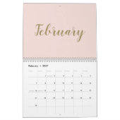 Calendrier Noir rose moderne script mois girly chic (Feb 2027)