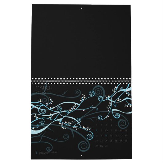 Calendrier noir vierge avec vacances 12 mois (Mar 2026)