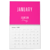Calendrier Nom de famille Hot Pink moderne (Jan 2027)