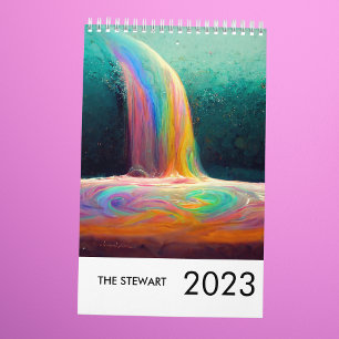 Calendrier Nom de famille Rainbow Minimalist 2023 Pastel Chic