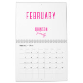 Calendrier Nom de famille simple Hot rose (Feb 2026)