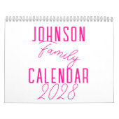 Calendrier Nom de famille simple Hot rose (Protection)