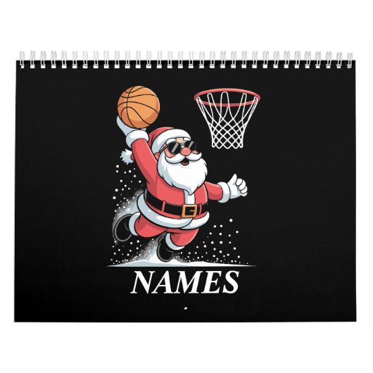 Calendrier Nom personnalisé Xmas Père Noël Dunking Basketball (Protection)