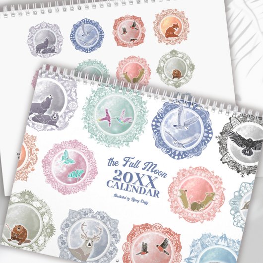 Calendrier Noms de Pleine lune chaque année Art illustré