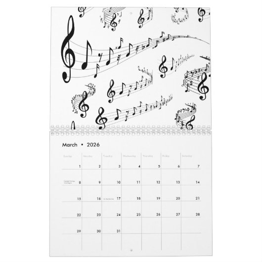 Calendrier notes musicales (Mar 2026)