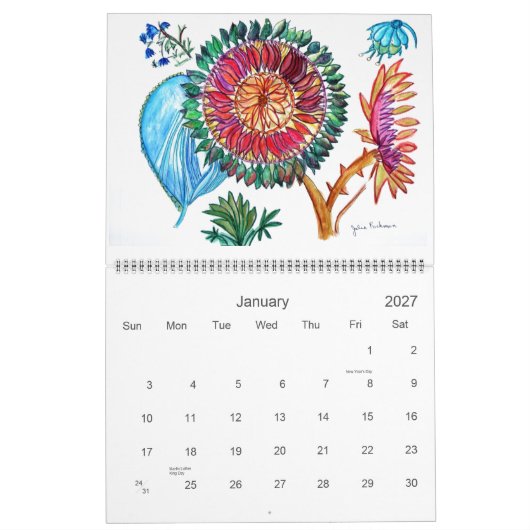 Calendrier Nouvelle peinture orange et violette (Jan 2027)