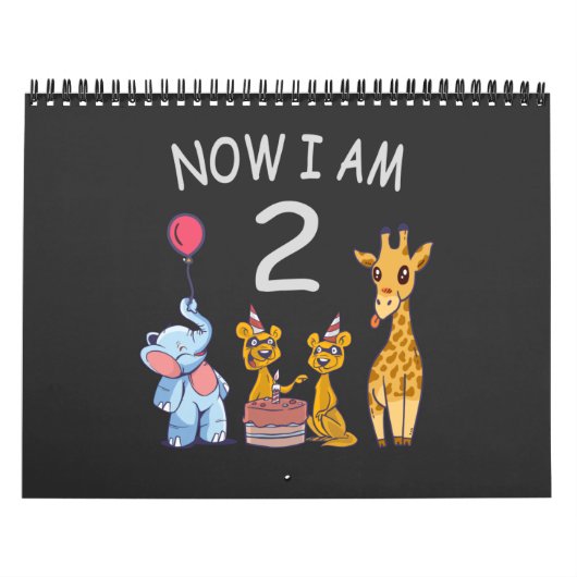 Calendrier Now I am 2 years old 2nd Birthday at the Zoo Baby  (Protection)
