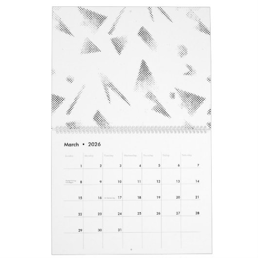 Calendrier Nuage horizontal, gris (Mar 2026)