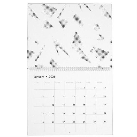 Calendrier Nuage horizontal, gris (Jan 2026)