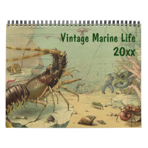Calendrier Océan vintage Vie marine Créatures animales et mar