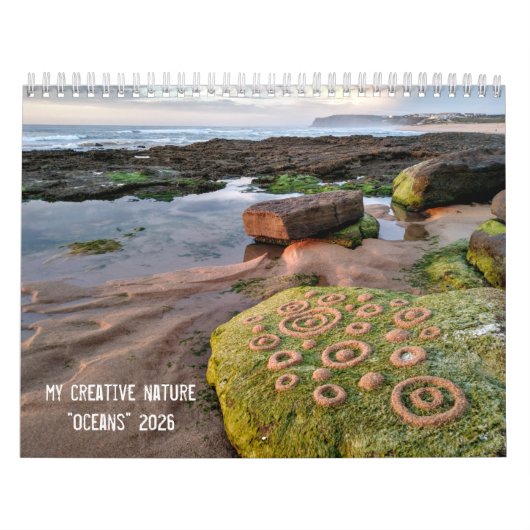 Calendrier Oceans 2026 Landart Calendar pebbles beach art (Protection)