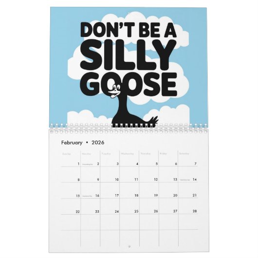 Calendrier Oie stupide (Feb 2026)
