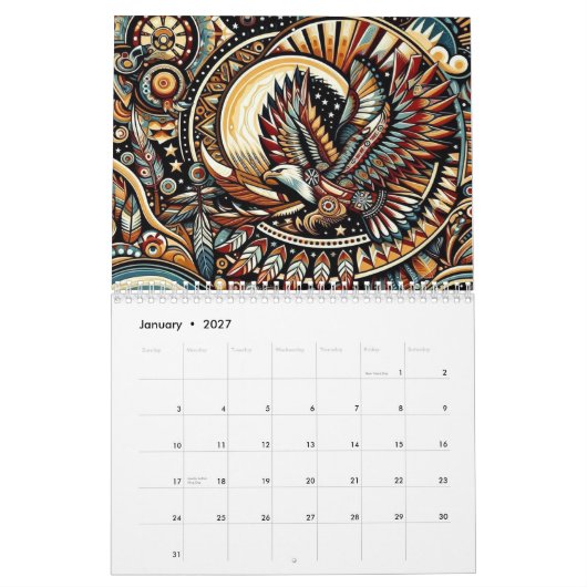 Calendrier Oiseaux amérindiens (Jan 2027)
